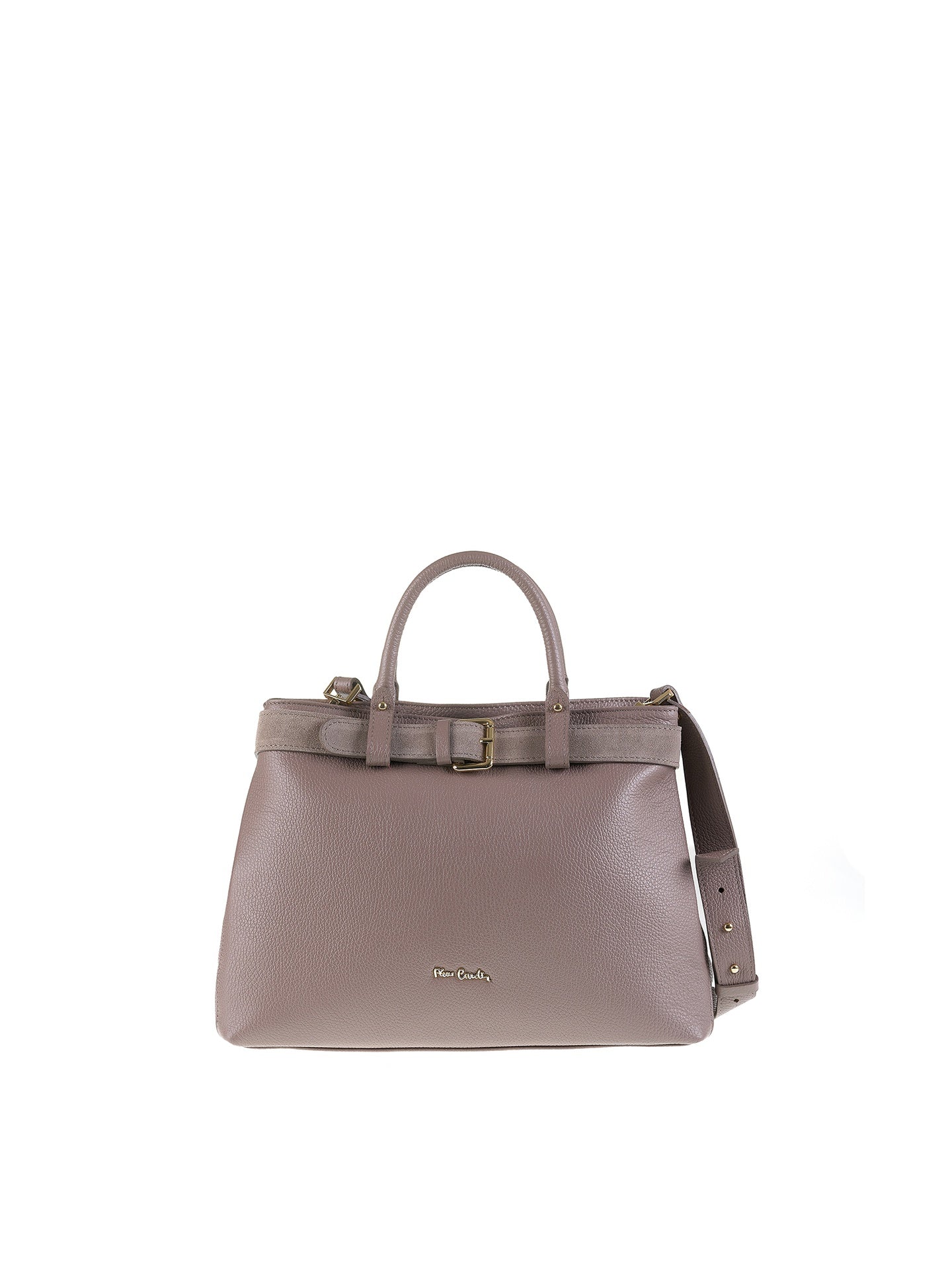 Borsa a Mano in Vera Pelle Taupe Pierre Cardin