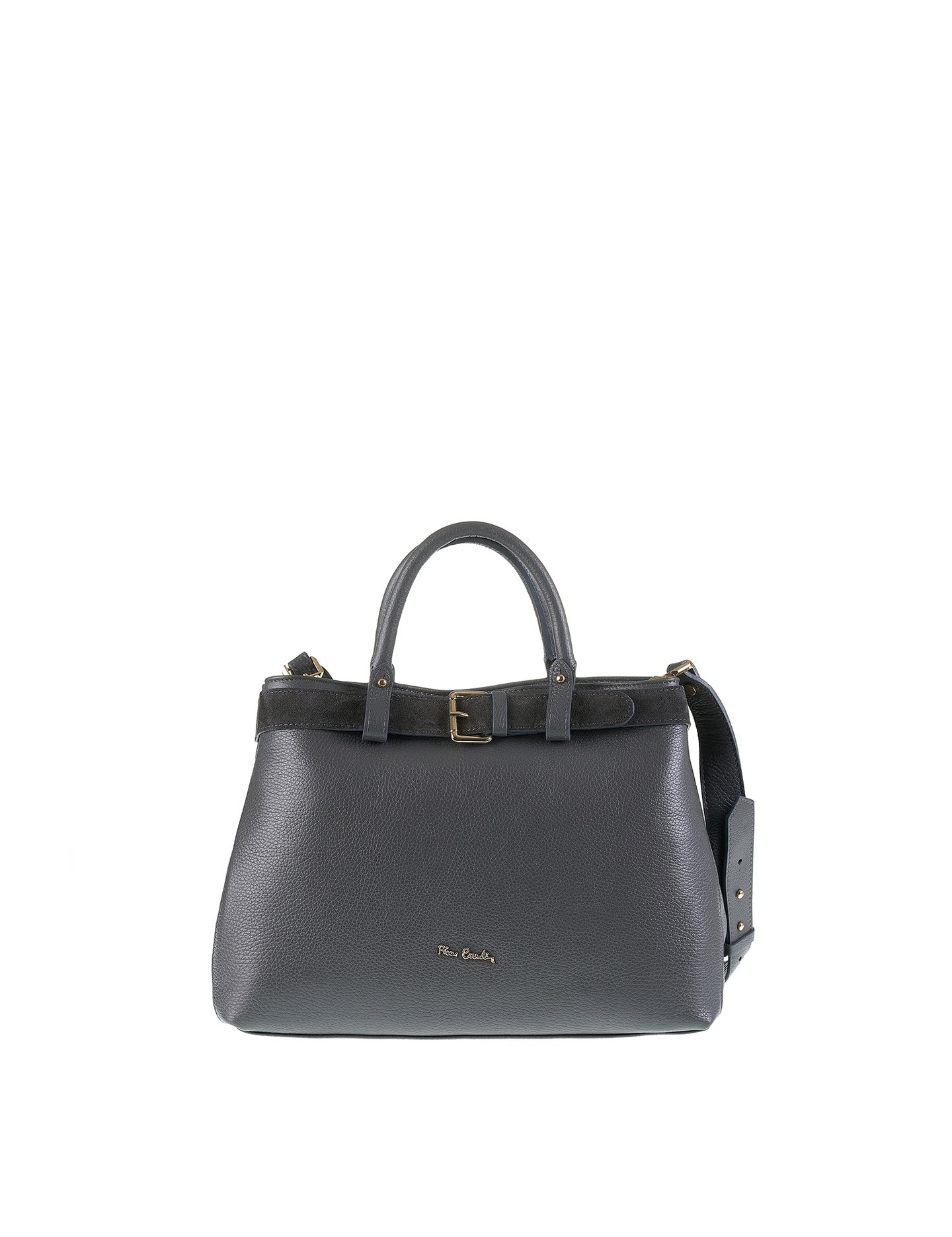 Borsa a Mano in Vera Pelle Grigio Pierre Cardin