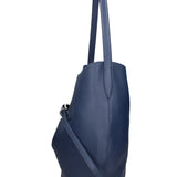 Borsa a Mano in Vera Pelle Blu Jeans