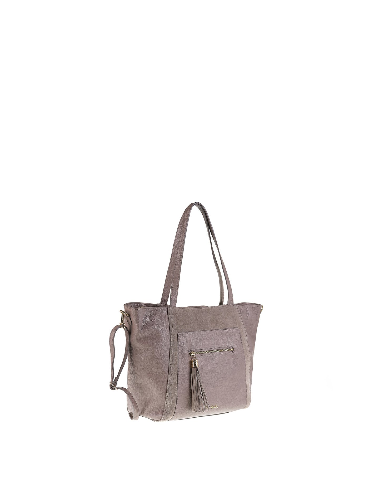 Borsa a Mano in Vera Pelle Taupe