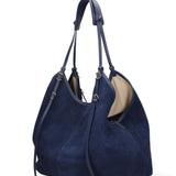 Borsa a Spalla in Vera Pelle Blu Jeans