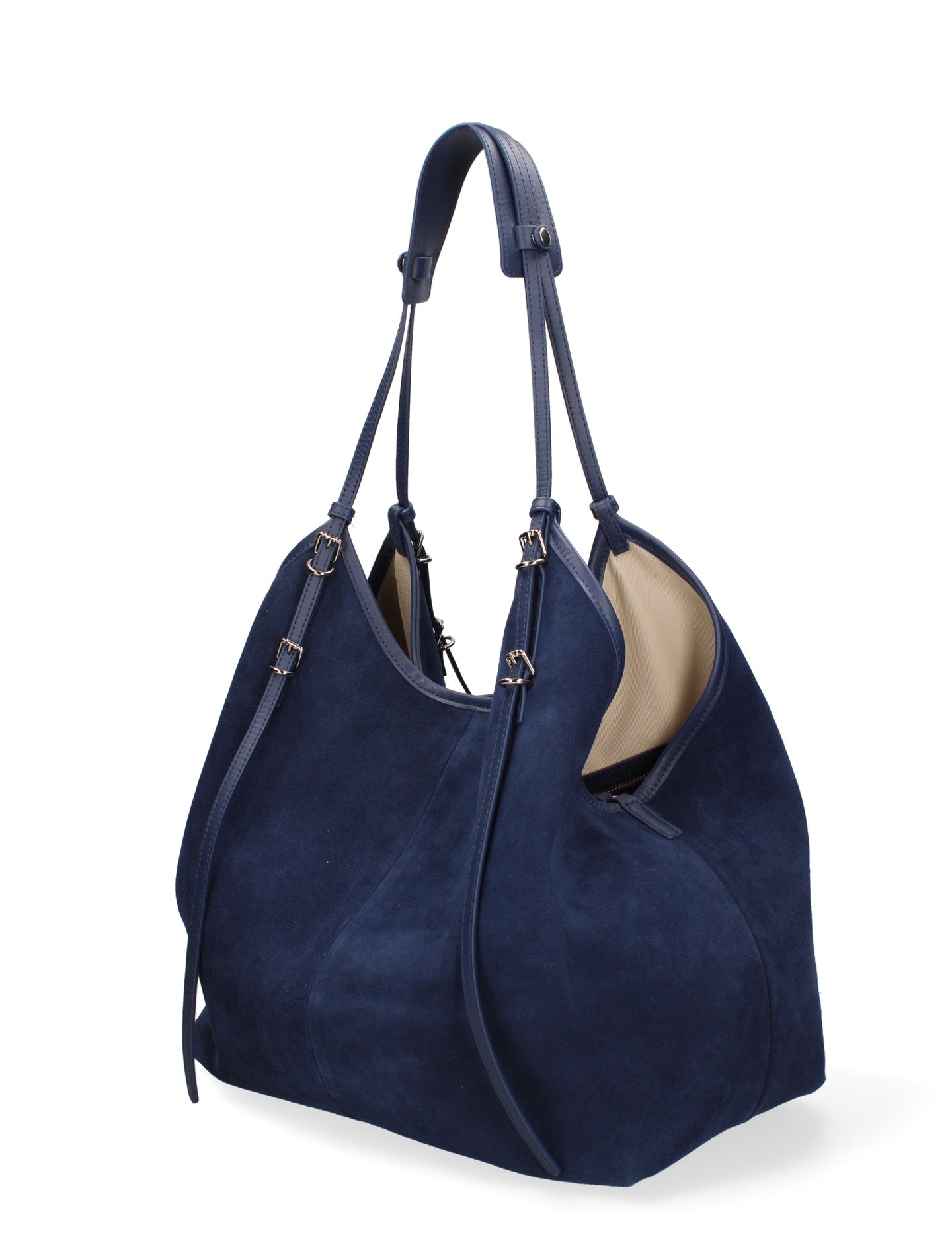 Borsa a Spalla in Vera Pelle Blu Jeans