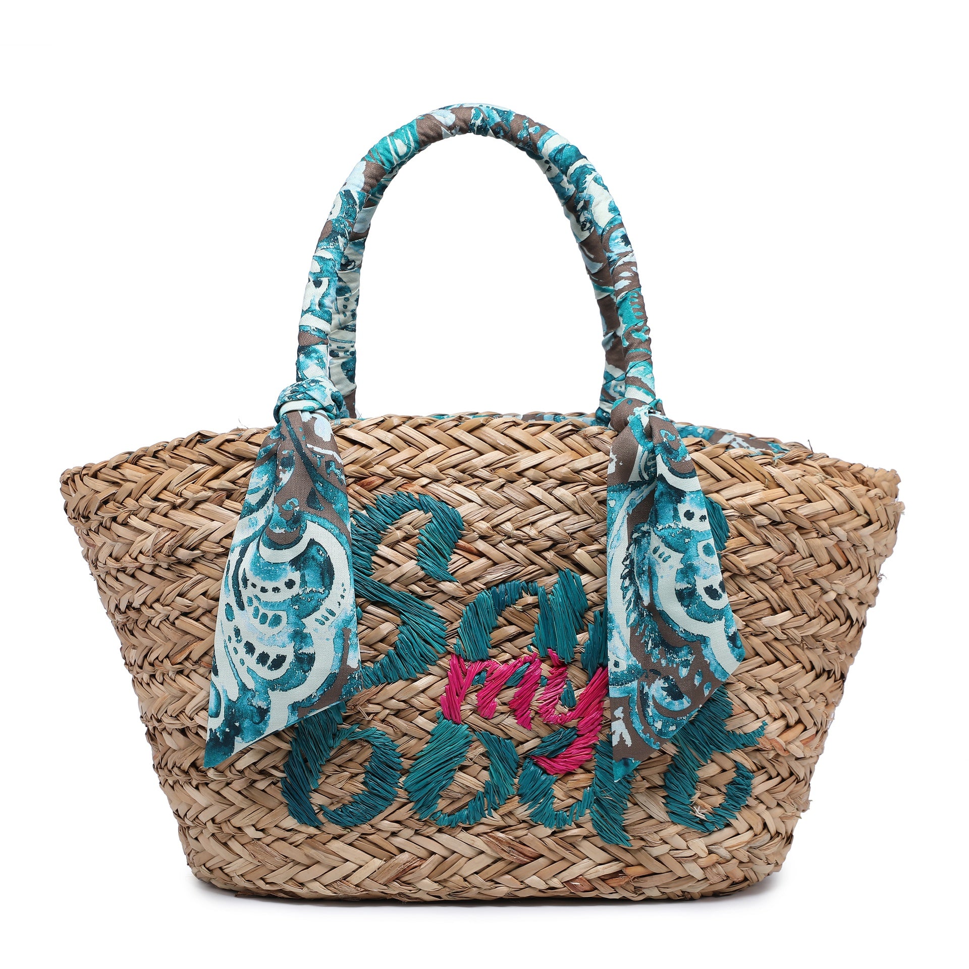 Borsa Shopper in Rattan Blu