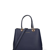 Blaue Schultertasche aus veganem Leder