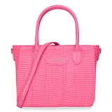 Fuchsiafarbene Handtasche aus veganem Leder