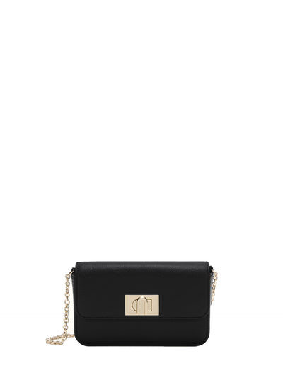 Borsa a Tracolla in Palmellato Leather Nero