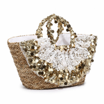 Borsa Shopper in Woven Straw Oro