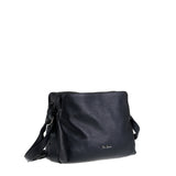 Bolso de hombro de piel auténtica negra
