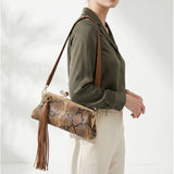 Borsa a Spalla in Pelle Vegana Marrone