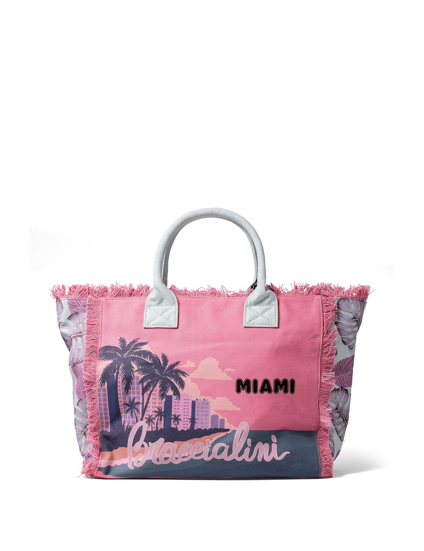Borsa a Mano in Cotone Multicolore e Grigio Braccialini