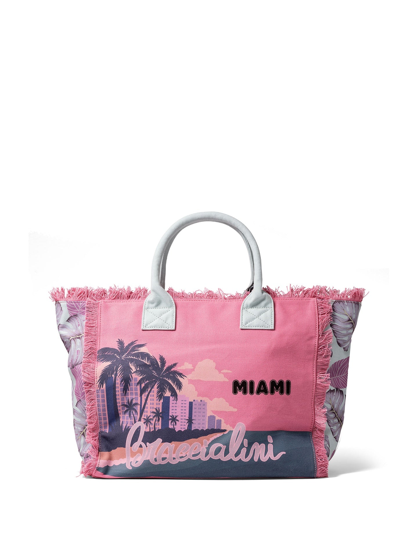 Borsa a Mano in Cotone Multicolore e Grigio Braccialini