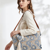 Borsa Shopper in Rattan Blu