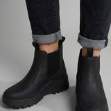 Sneakers platform in Pelle Vegana Nero