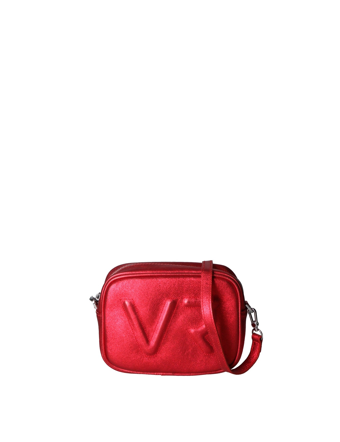 Borsa a Tracolla in Genuine Printed Suede Leather Rosso