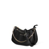 Schwarze Schultertasche aus veganem Leder