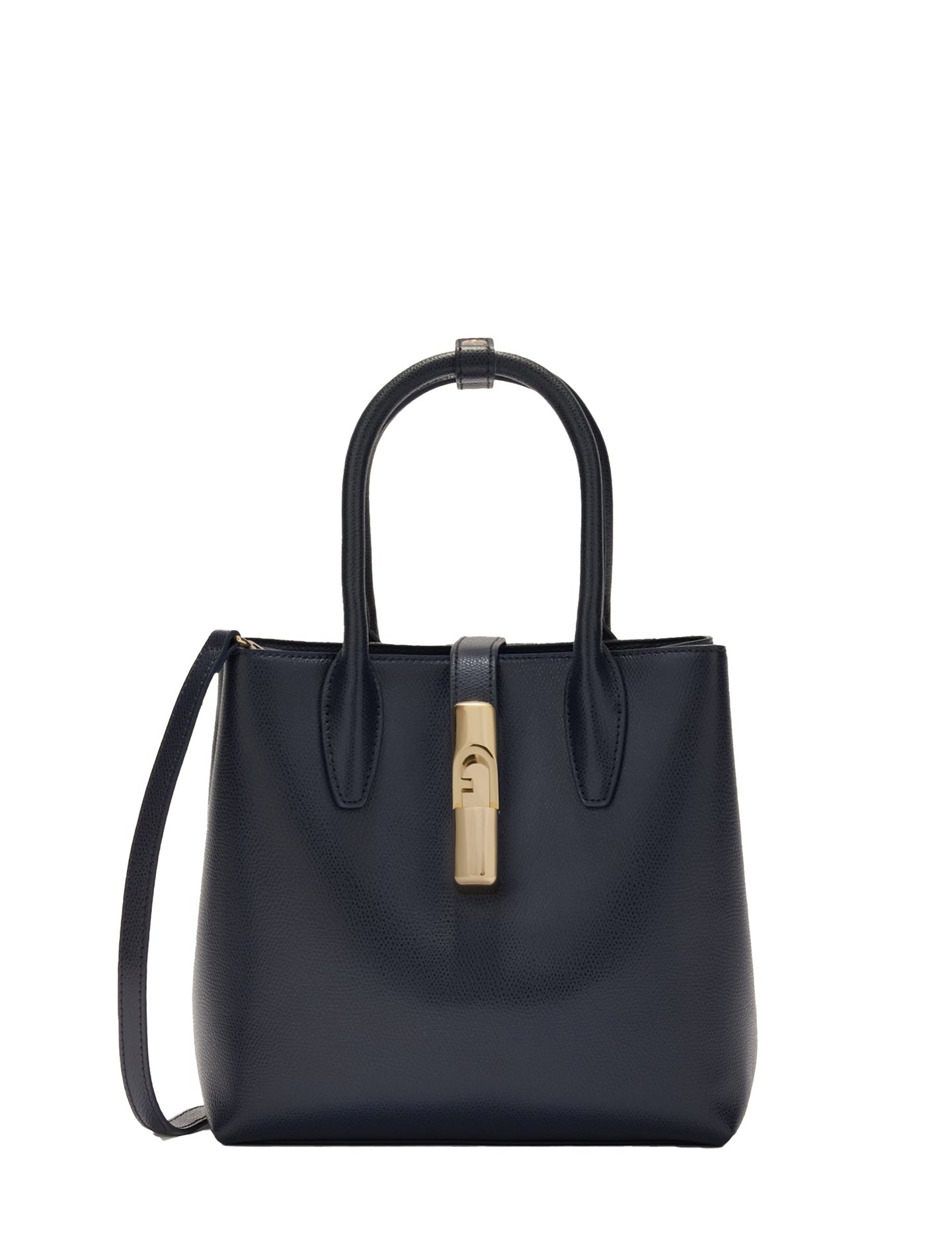 Borsa a Mano in Pelle Palmellato Blu Scuro Furla