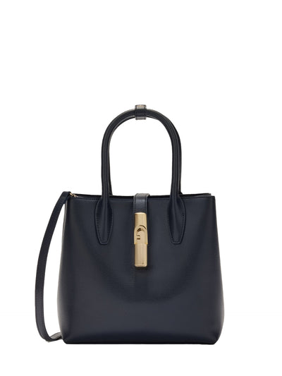 Borsa a Mano in Pelle Palmellato Blu Scuro