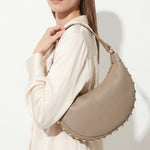 Borsa a Tracolla in Dollaro Leather Beige Scuro