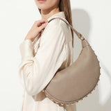Borsa a Tracolla in Dollaro Leather Beige Scuro