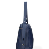 Borsa a Mano in Vera Pelle Blu Jeans