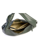 Dunkelgrüne Schultertasche aus echtem Leder