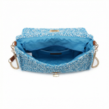 Borsa a Tracolla in Woven Straw Blu