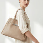 Borsa a Tracolla in Dollaro Leather Beige Scuro