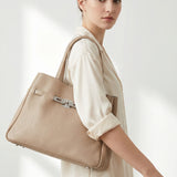 Borsa a Tracolla in Dollaro Leather Beige Scuro