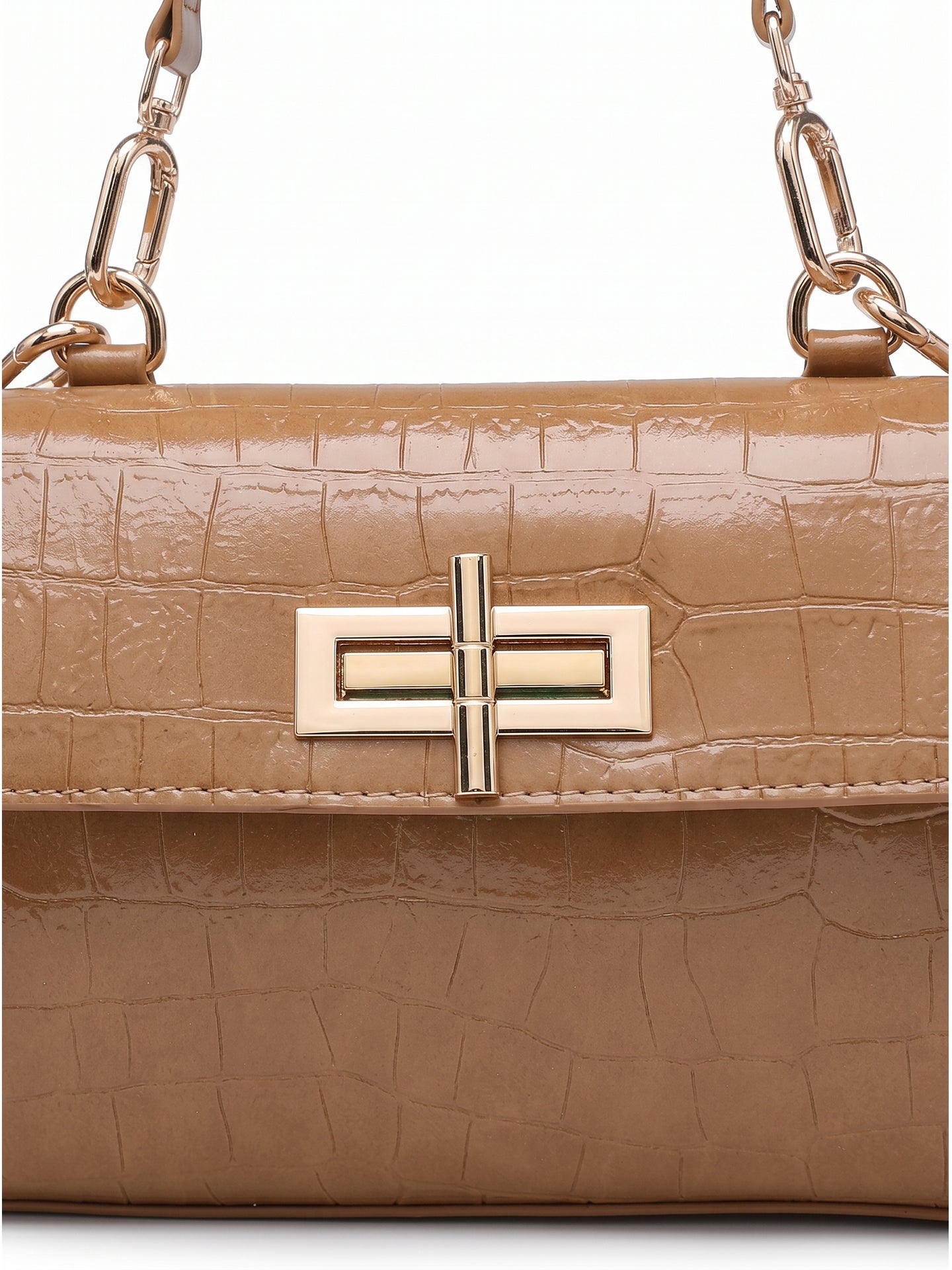 Borsa a Spalla in Pelle Vegana Marrone