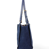 Borsa a Spalla in Vera Pelle Blu Jeans