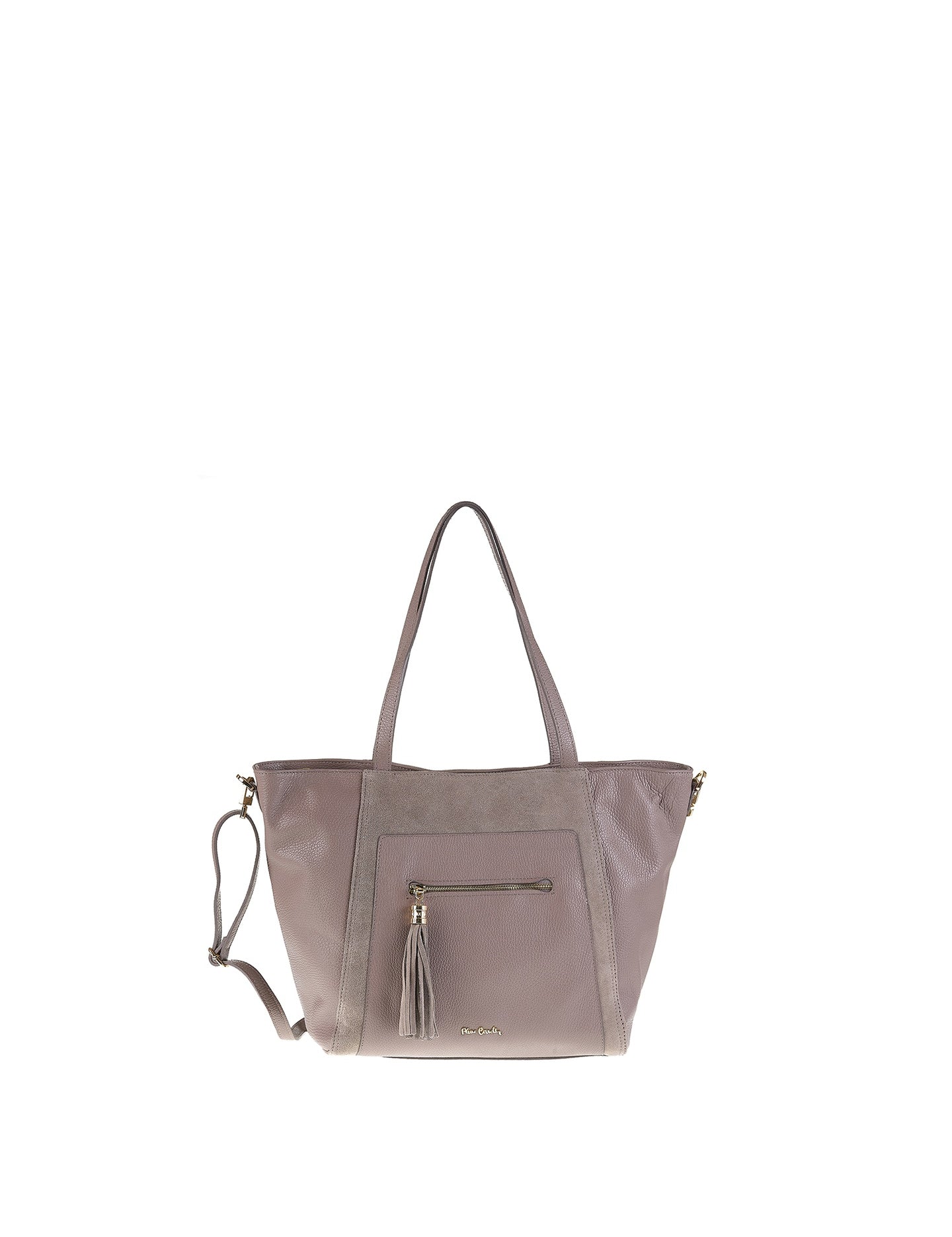Borsa a Mano in Vera Pelle Taupe Pierre Cardin