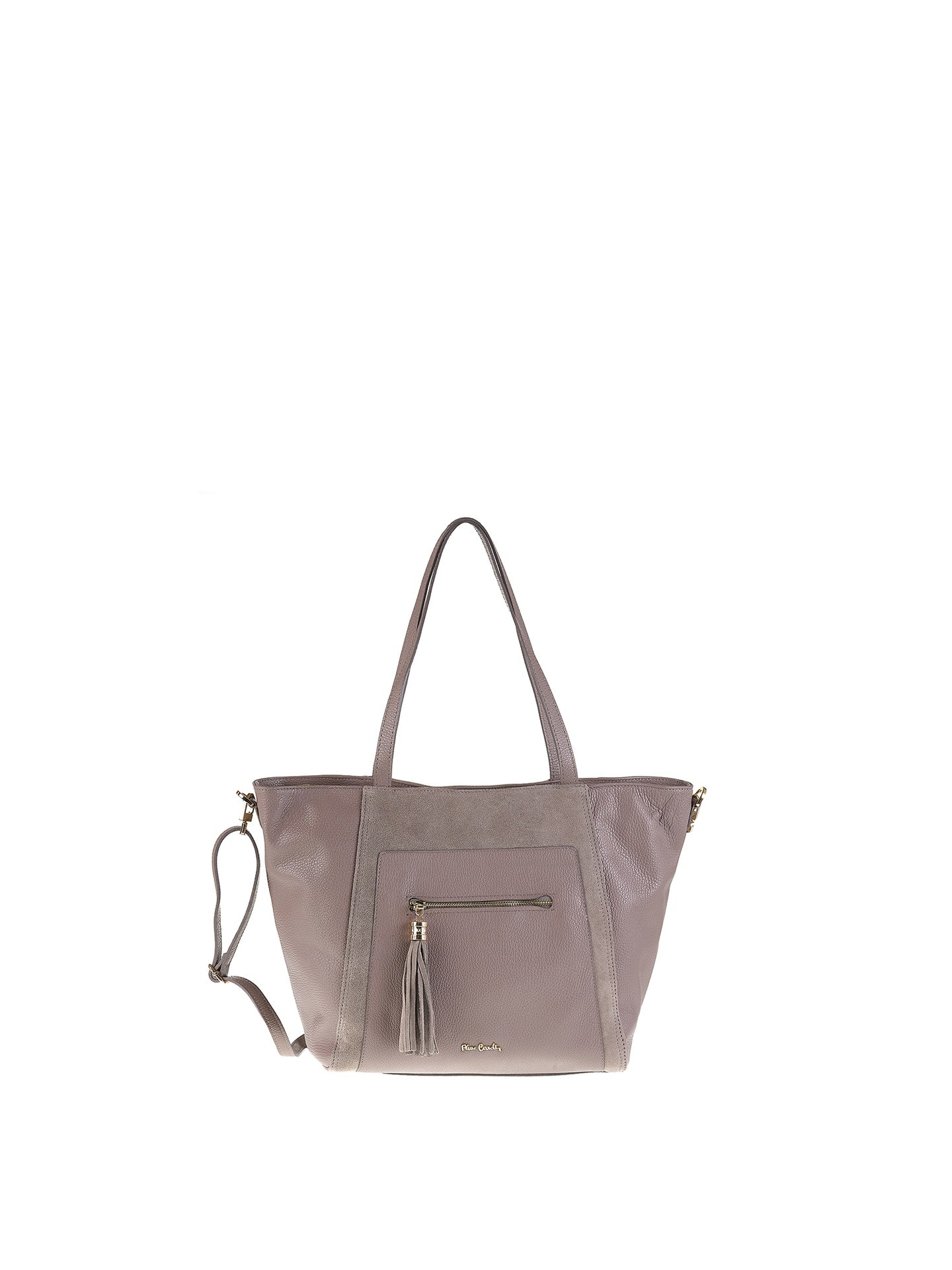 Borsa a Mano in Vera Pelle Taupe Pierre Cardin