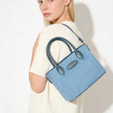 Handtasche aus veganem Leder in Jeansblau