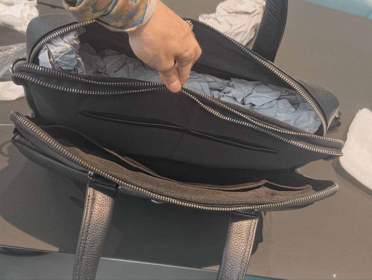 Borsa a Mano in Vera Pelle Nero