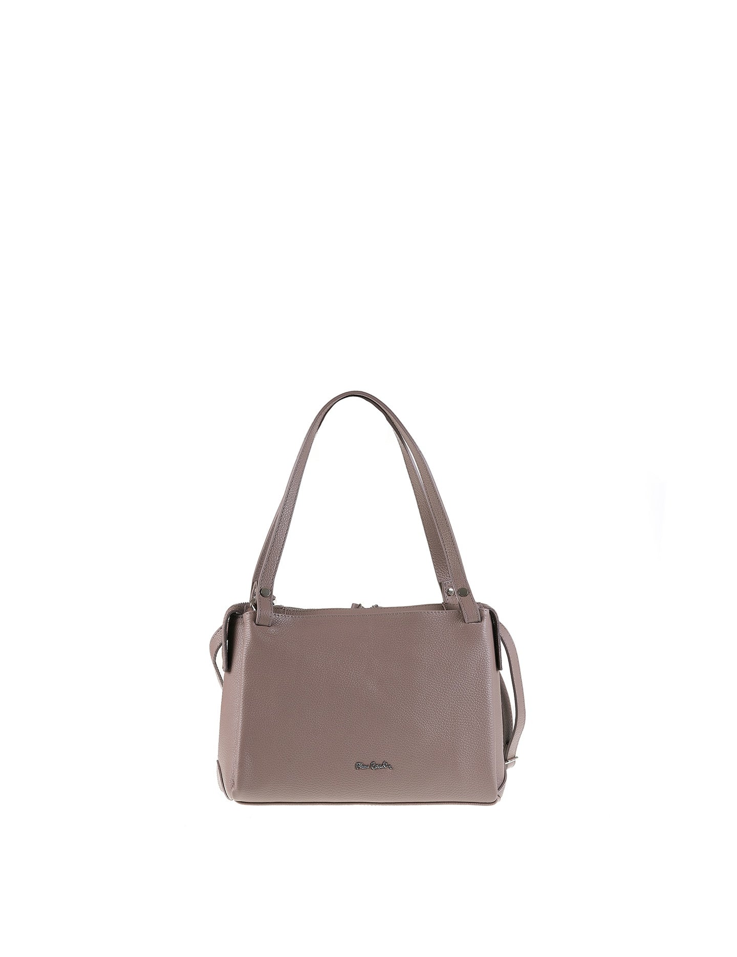 Borsa a Tracolla in Vera Pelle Taupe Pierre Cardin