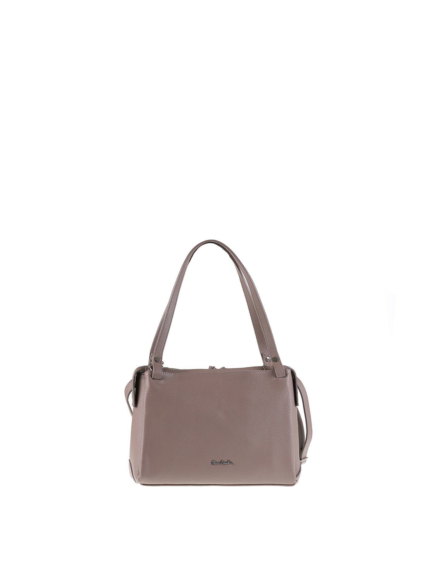 Borsa a Tracolla in Vera Pelle Taupe Pierre Cardin