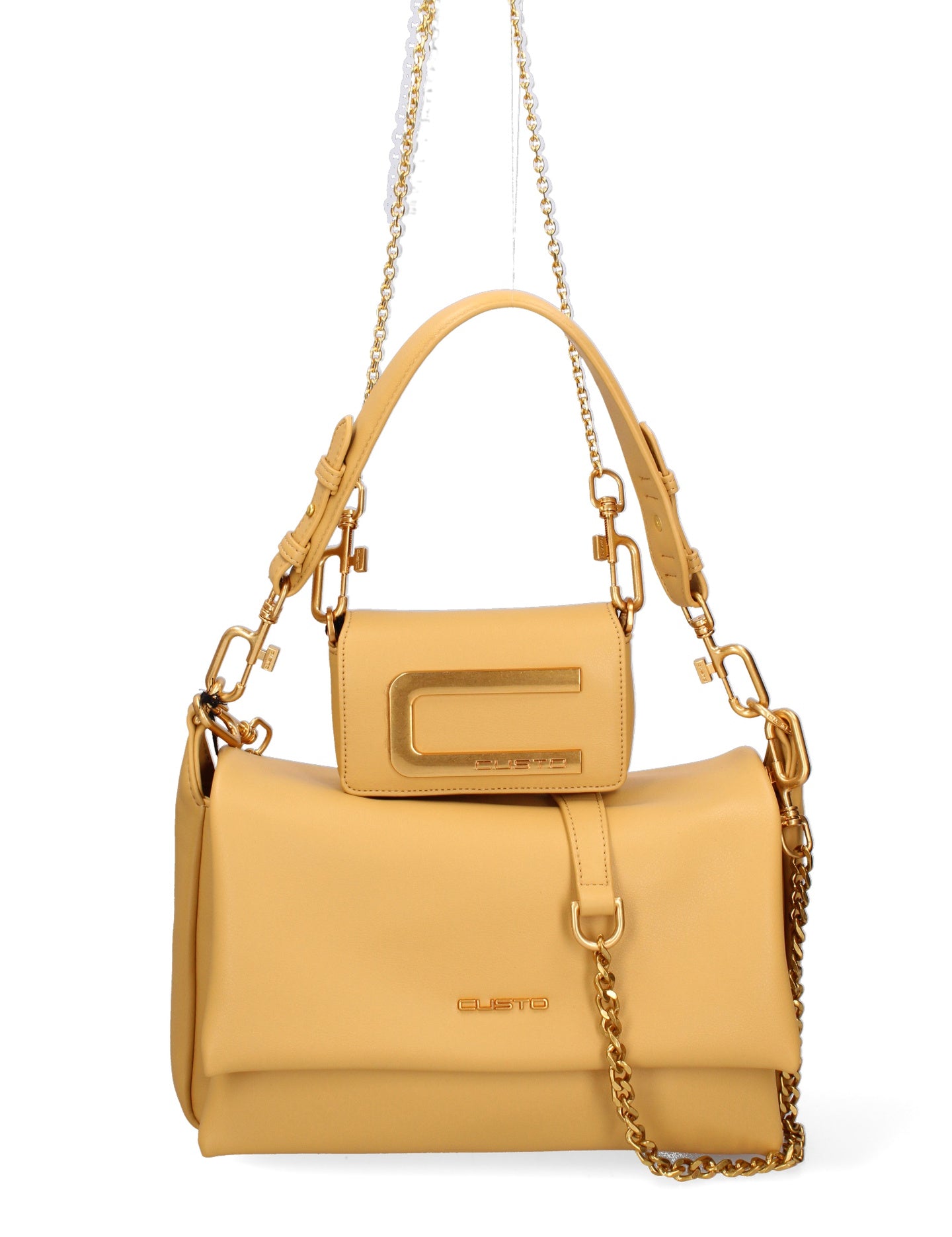 Kit borsa a spalla più tracolla CUSTO - Mostarda