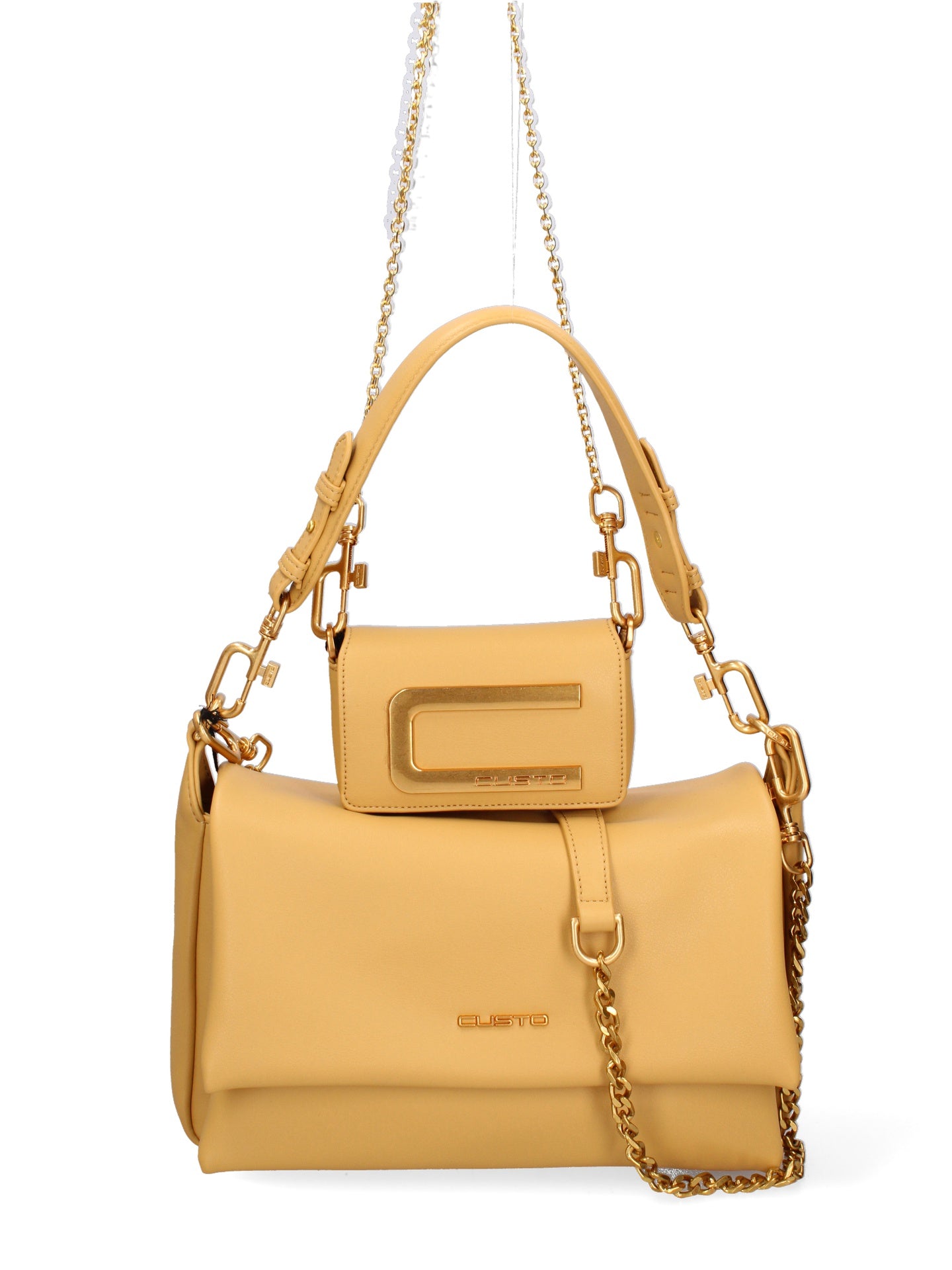 Kit borsa a spalla più tracolla CUSTO - Mostarda