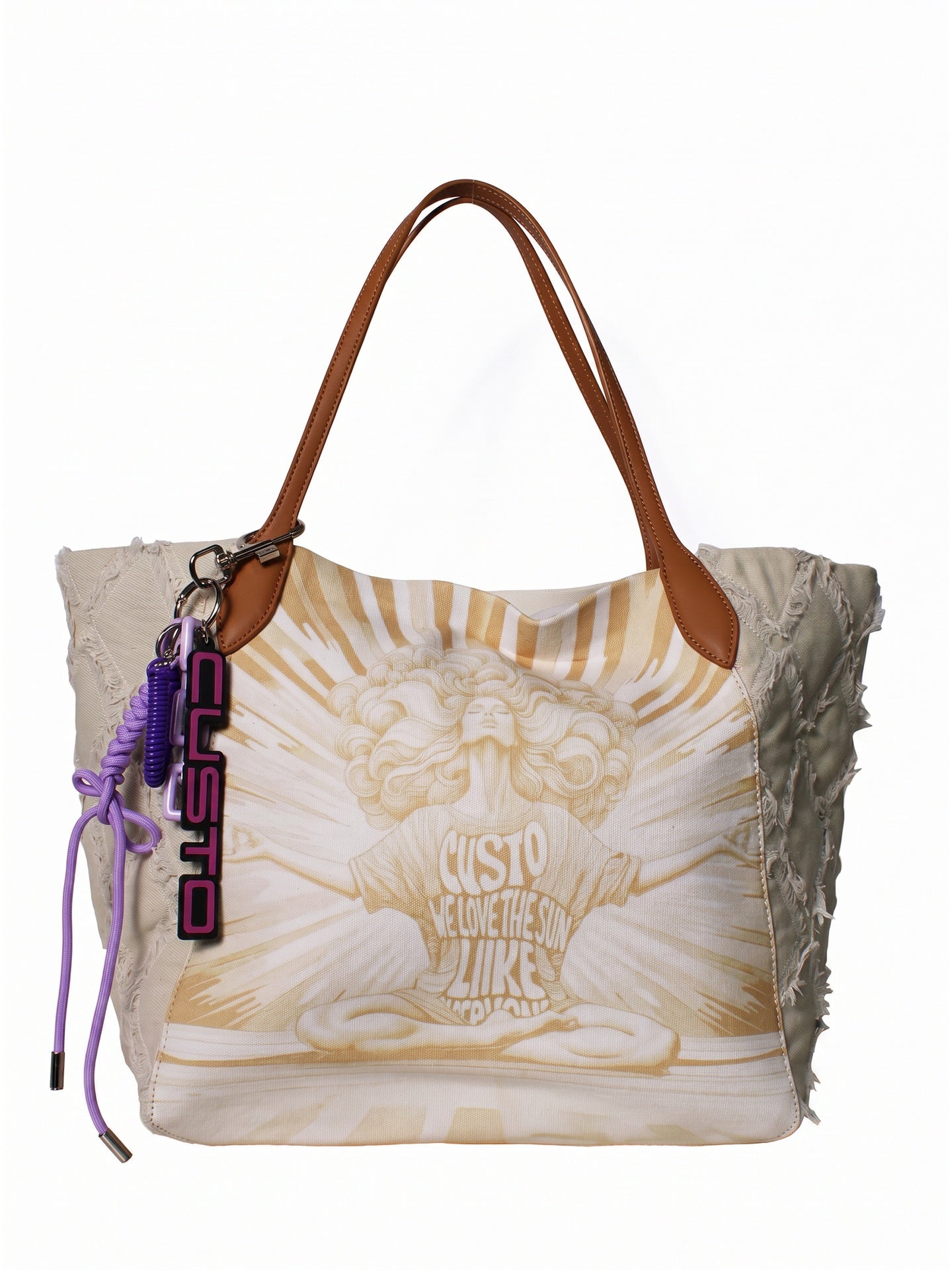 Borsa a Mano in Pelle Vegana Panna