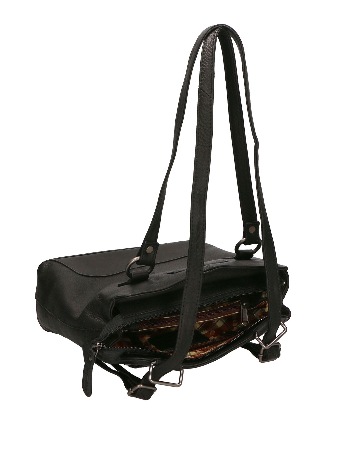 Borsa a Spalla Convertibile in Zaino in Vera Pelle Nero