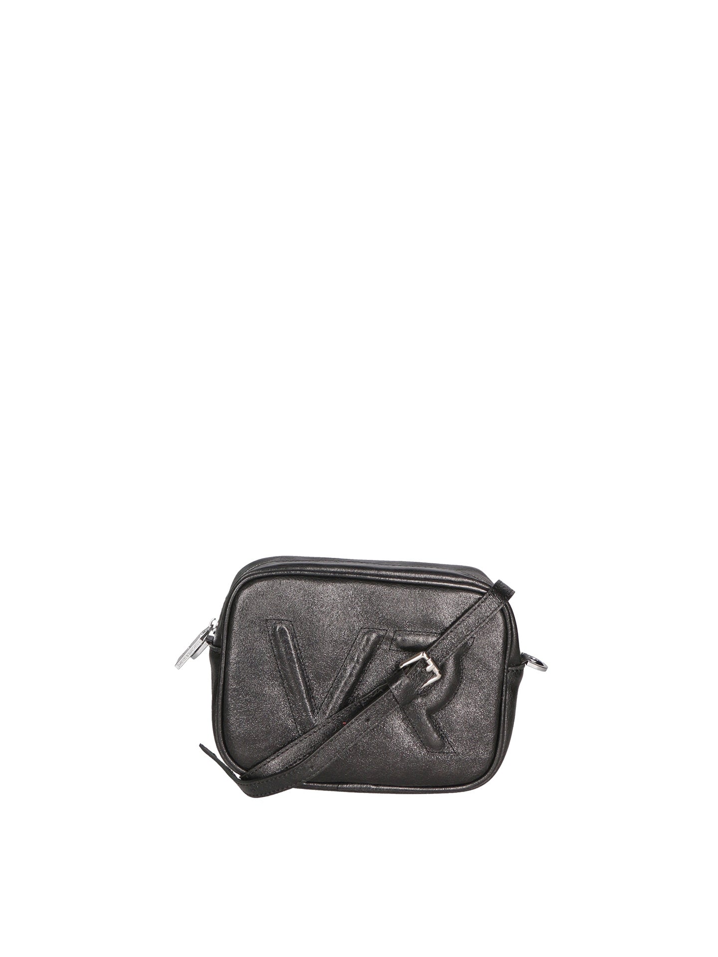 Borsa a Tracolla in Genuine Printed Suede Leather Nero