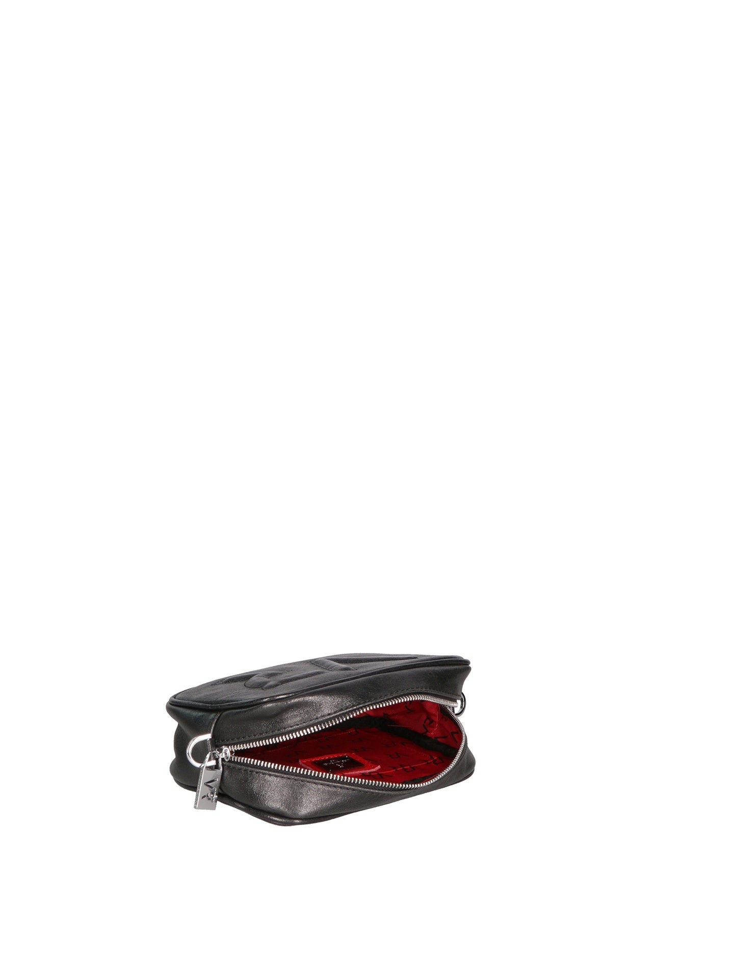 Borsa a Tracolla in Genuine Printed Suede Leather Nero