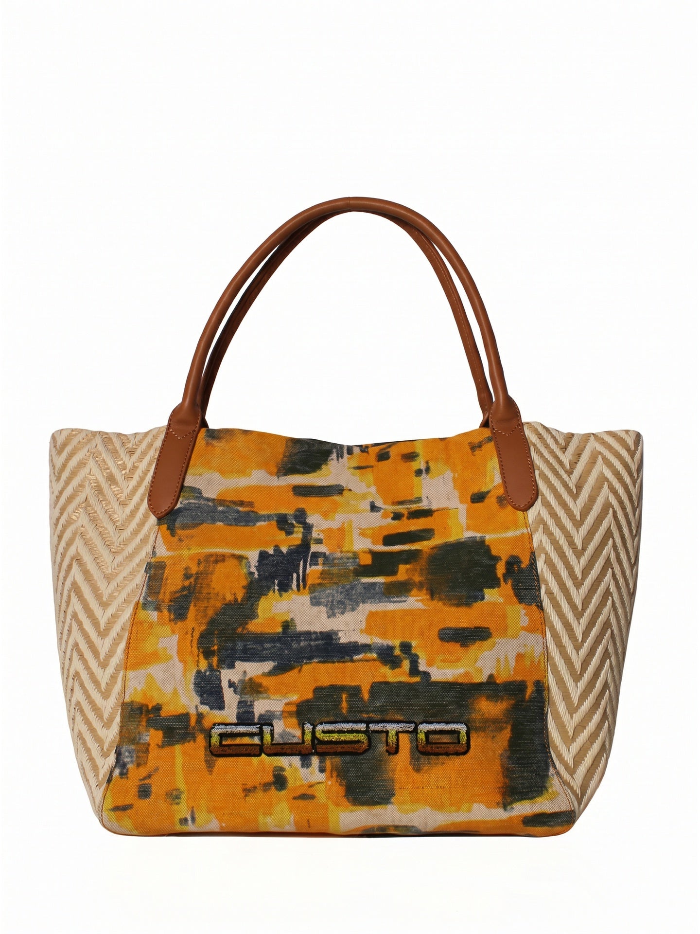 Borsa a Mano in Pelle Vegana Giallo