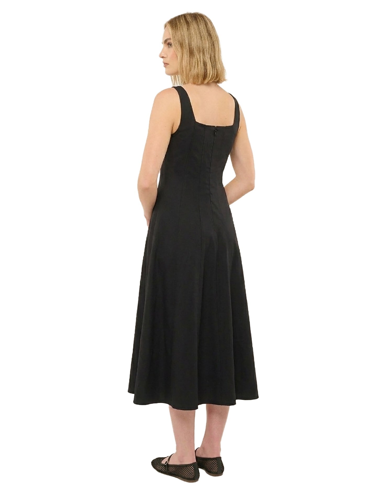 Damenkleid aus schwarzer Baumwolle, hergestellt in Italien