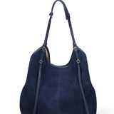 Borsa a Spalla in Vera Pelle Blu Jeans