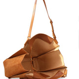 Bolso de hombro de piel auténtica marrón oscuro