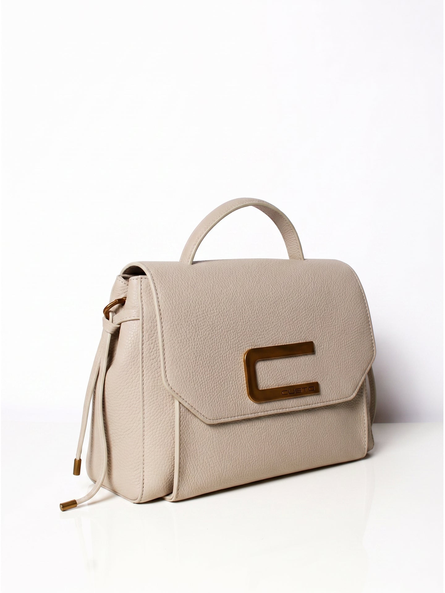 Borsa a Mano in Pelle Vegana Panna