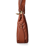 Bolso de hombro de piel auténtica marrón