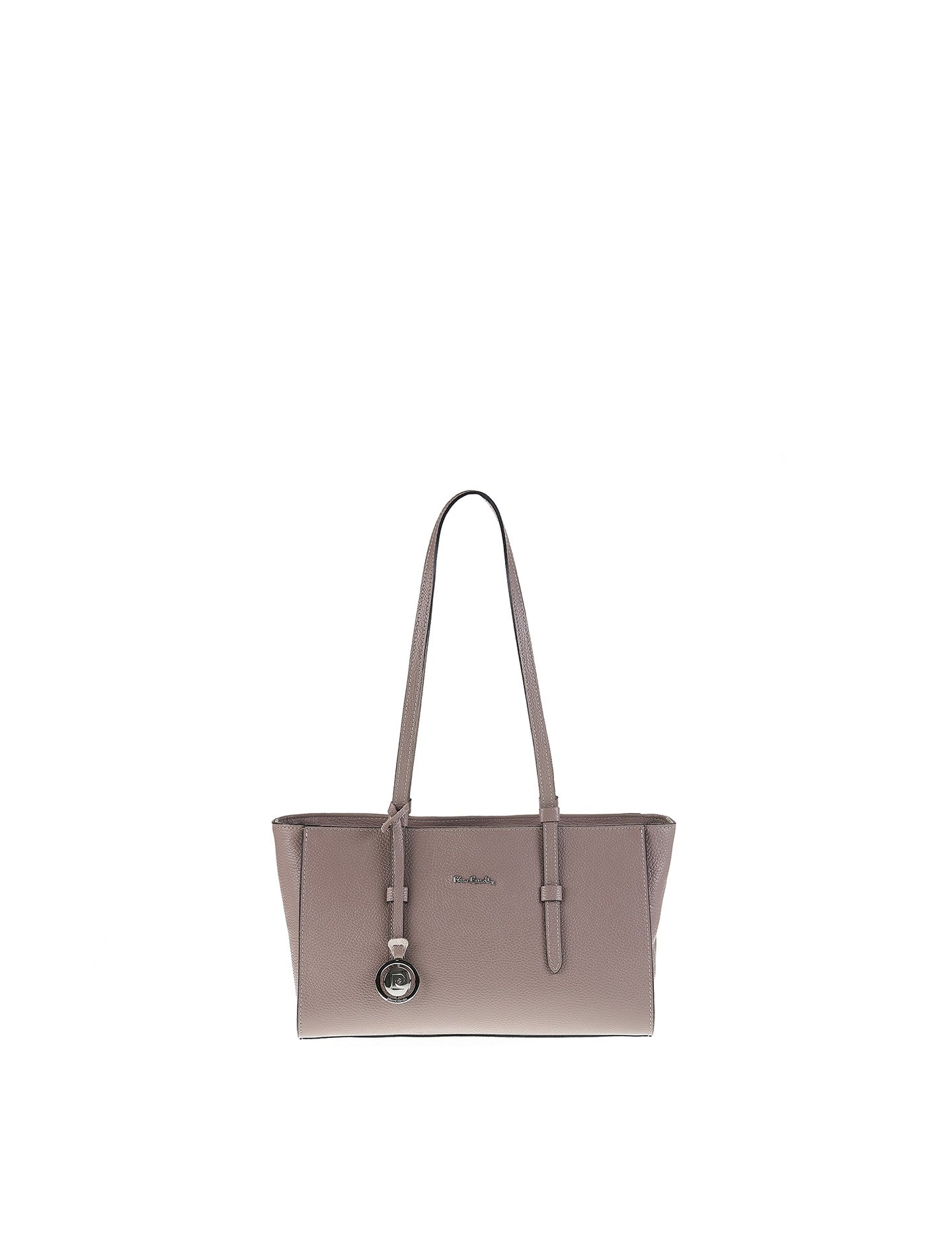 Borsa a Mano in Vera Pelle Taupe Pierre Cardin