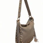 Borsa a Spalla in Dollaro Leather Beige Scuro